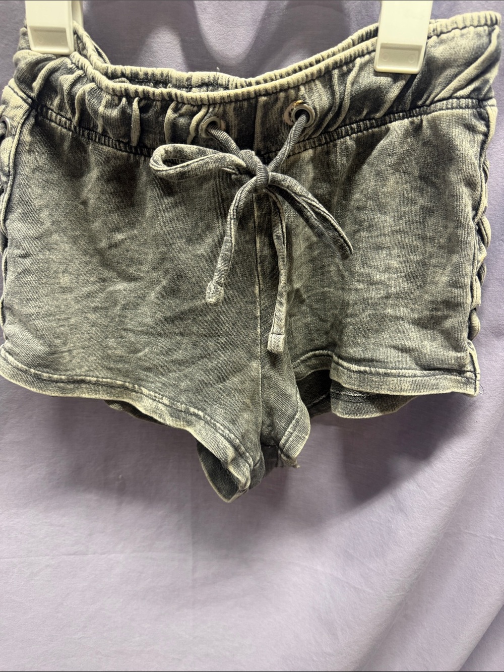 Vanilla Star Washed Charcoal Drawstring Athletic Shorts